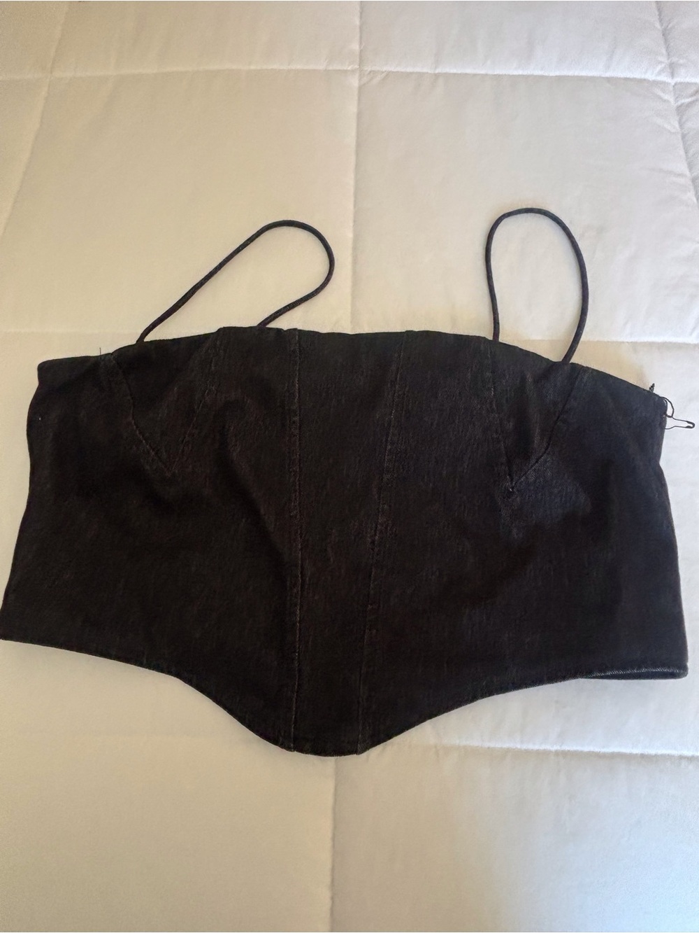 Forever 21 Black Denim Corset Crop Top